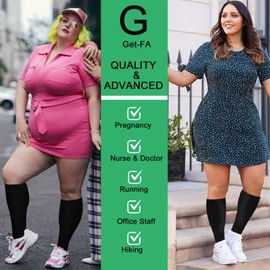 4 Pairs Plus Size Compression Socks for Women and Men 20-30 mmHg, Wide Calf Stockings Best Support for Circulation, Running