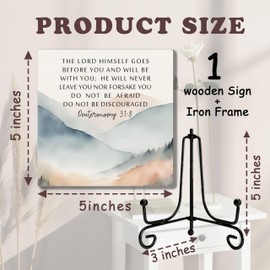 The Lord Himself Goes Before You Deuteronomy 31:8 Sign, Rustic Christian Decor, Farmhouse Home Decor, Inspirational Christian Gifts for Women Men, Vintage Decor for Bedroom Bathroom, 5" x 5"-306