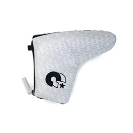 Komo Como Pin Type Putter Cover Print & Embroidery Golf Blade Type Headcover Zipper Premium Soft Bore with Hook Ribbon (White Como Como Logo)