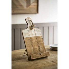 Creative Co-Op Distressed White Dipped Wood Tablet Holder