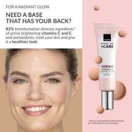 Avon Serum Foundation 30ml, SPF 30, Serum Infused Formula for Light-Medium Coverage, Locks in Moisture, Cruelty Free, Natural Beige