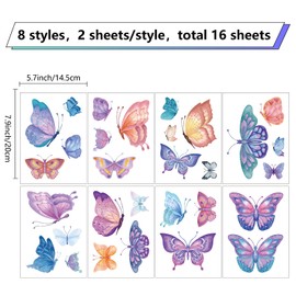 craspire Butterfly Wall Stickers, Colorful Wall Stickers, Purple Window Stickers, Waterproof, Removable, Vinyl Wall Art for Classroom, Bedroom, Living Room Decoration