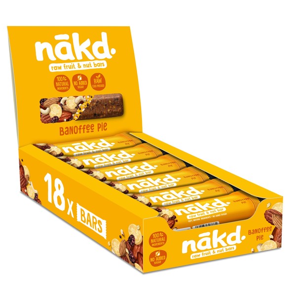 Nakd Banoffee Pie Natural Fruit & Nut Bars - Vegan - Healthy Snack - Gluten Free - 35g x 18 bars