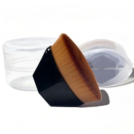 Flawless Foundation Makeup Brush, 2Pcs Flat Top Kabuki Magic Face Brush for Liquid Cream, Self Tanning Body Brushes with Portable Case, Large Head Quick and Even Makeup, Ultra-Soft, Black