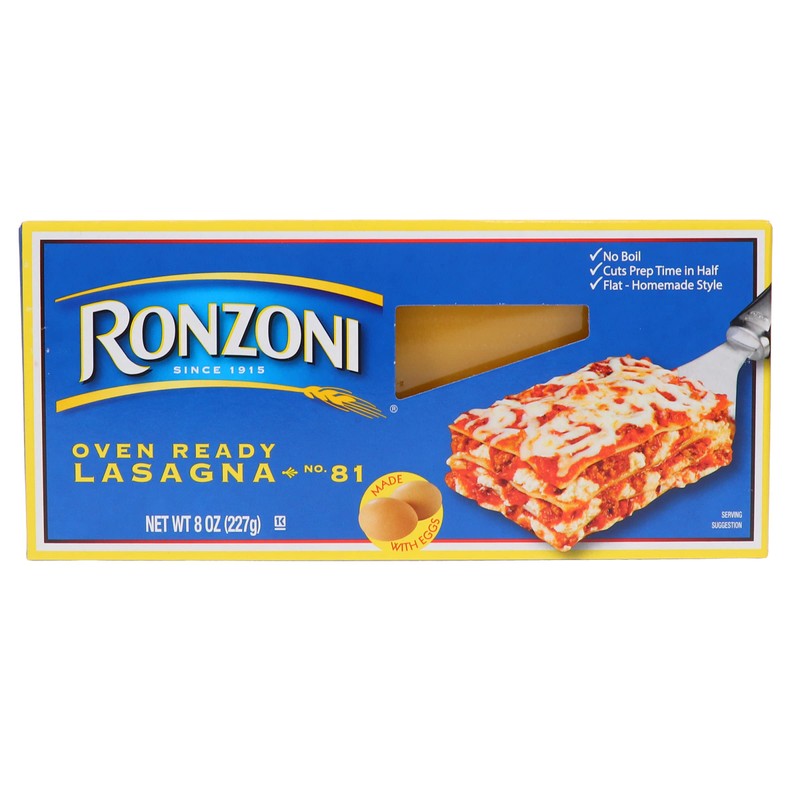 Ronzoni Ronzoni No Boil Lasagna Pasta, 8 Oz, Pack of
