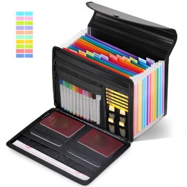 Accordion File Organizer,12 Pockets Expanding File Folder with Small Pockets,Office Home Portable Document Folder Holder for A4 or Letter Size Documents, Bill,Receipts,Invoice and Tax