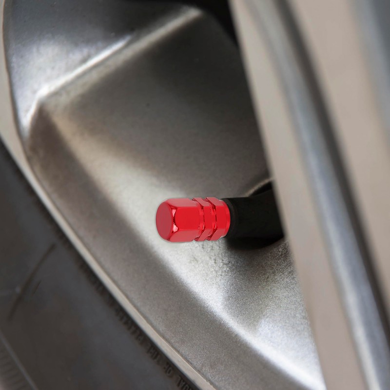 X AUTOHAUX 8pcs Red Tire Stem Valve Caps Wheel Valve