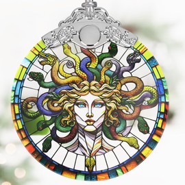 Medusa Christmas Ornaments, 3" Stained Glass Christmas Decor, Christmas Tree Ornaments, Gifts for Women, Unique Gift Idea, Perfect for Holiday Party, Tree, Window, Home Decor