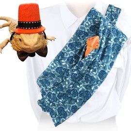 Kelendle Lizard Costume with Sling Carrier Bearded Dragon Clothing Adjustable Lizards Reptile Carrier Sling Reptile Sleeping Bag for Outdoor Walking (Orange Hat+Coffee Bow Tie)