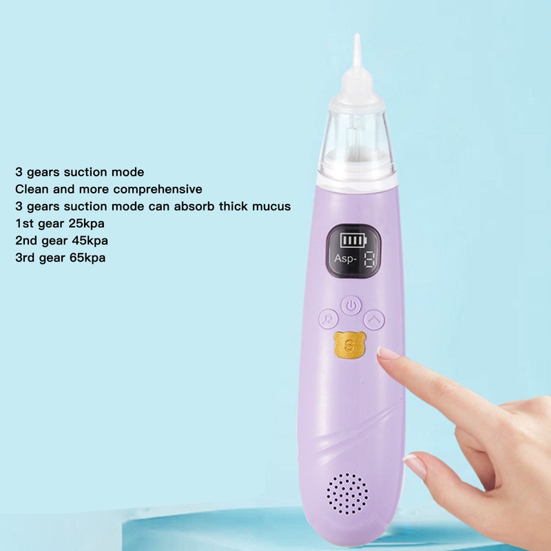 Electronic Infant Nose Aspirator Adjustable Suction Level Music Light Soothe