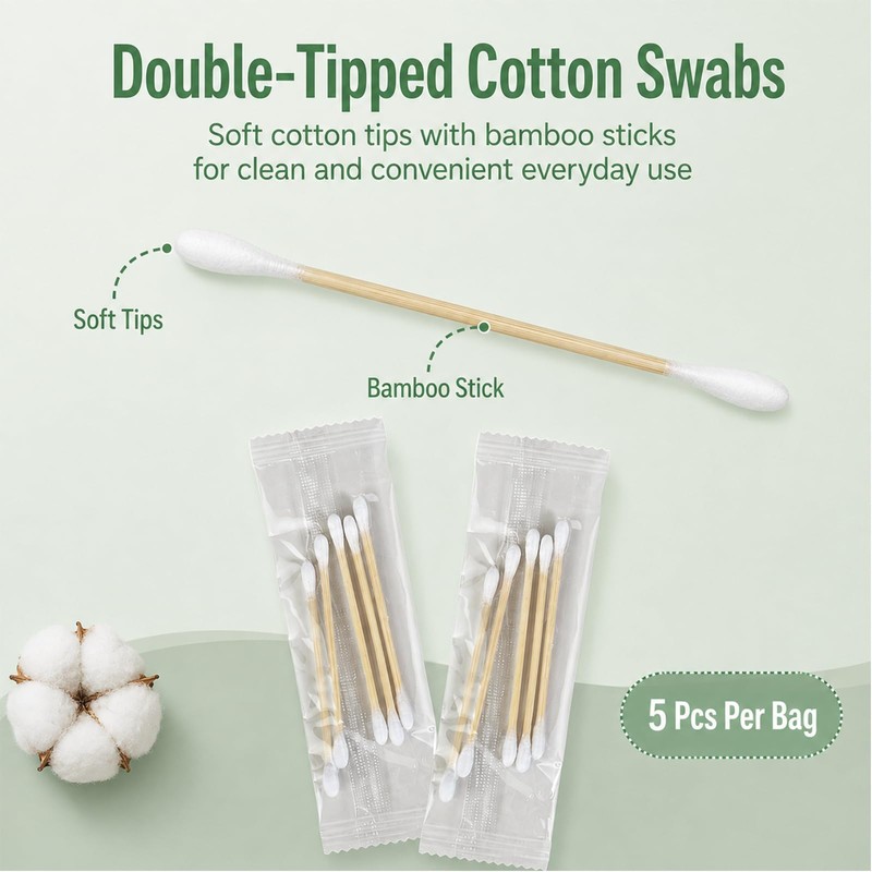 1000 Count Individually Wrapped Double-Tipped Travel Cotton Swabs