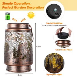 Glooglitter 2 Pieces Bigfoot Solar Lanterns Sasquatch Gift Outdoor Waterproof Hanging Bigfoot Solar Lights Yard Decor Lamp Metal Decorative LED Lanterns for Yard Patio Lawn Tabletop Garden