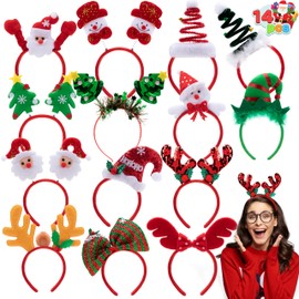 JOYIN JOYIN 14 PCS Christmas Headbands with Different Designs Christmas Party Holiday Headbands for Kids Women Men Christmas and Holiday Parties Christmas Party Favors (ONE Size FIT ALL)
