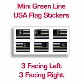 Real Sticky 6 Mini Green Line USA Flag Military Sticker Car Helmet Left Right Vinyl Six Pack