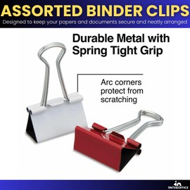 1InTheOffice - Clips para carpetas de tamaño variado, mini, clips pequeños y medianos, abrazaderas de papel, paquete de 30