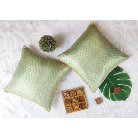 AVKA Studio Craftbot Light Turquoise/Light Aqua Throw Pillow Covers - Pack of 2 Damask Decorative Pillows - 20x20 - Indian Jacquard Cushion Cover - Cover Only