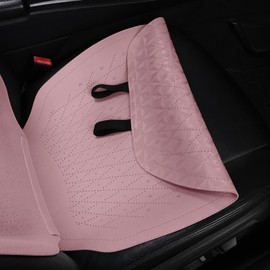 Tapha Luxury Suede Leather Universal Car Seat Cover with Headrest, Ultra-Thin and Breathable, Highlight Car Interior with Suede Leather, 2 PCS for Front Seats (Pink)