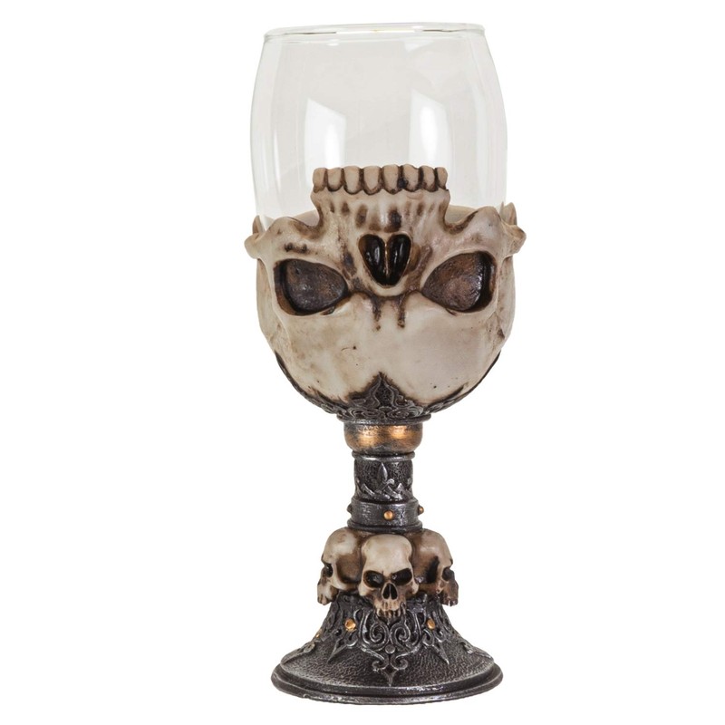 SUMMIT COLLECTION Underworld Upside Down Ossuary Skull Wine Goblet Glass