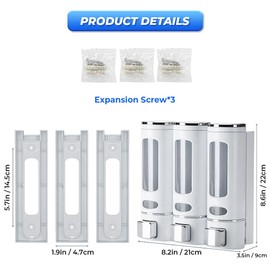 MESEVEN Dispensador De Jabón, 3pcs 400ML Dispensador de Jabón Pared Líquido de para Baño, Cocina, Fregadero Doméstico, Dispensadores Integrados en la Cubierta para el Hogar (Blanco)