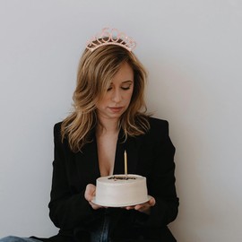 50th Birthday Decoration for Women,Rose Gold Birthday Sash and Rhinestone Headband for Women's 50th Birthday Party Decor