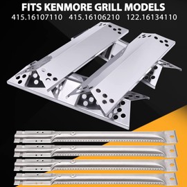 Hipoilk Grill Replacement Parts for Kenmore 415.16107110 122.16134110 415.16106210, Charbroil 463411911 463411512, Nexgrill 720-0783 720-0719BL, Grill Burners, Heat Plate Shield, Igniter