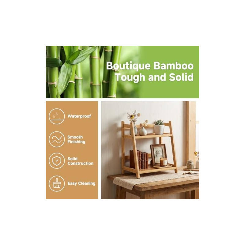Kitchen Shelf Bamboo Cup Holder 2-Tier - Coffee & Tea
