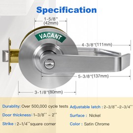 Privacy Indicator Handle Door Lock - Occupied Door Lever Vacant or in-use Privacy Door Handle, ANSI Commercial Grade2, Perfect for Public Restrooms Including Restaurants, Hospitals