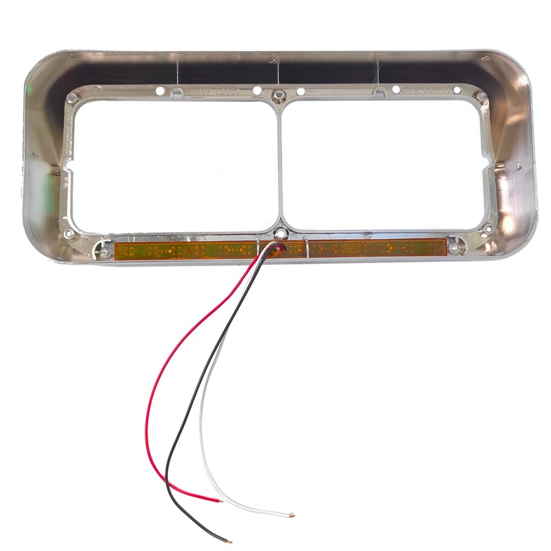 GaeaAuto Pair Headlight Bezel Trim Chrome with 12" Amber LED
