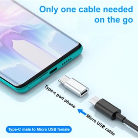 SELIACR USB C Adapter (Pack of 4), USBC Male to Micro USB Female, Type-C Female to MicroUSB Male, Compatible with Smartphones, Tablets and Other Devices (Black and Silver)