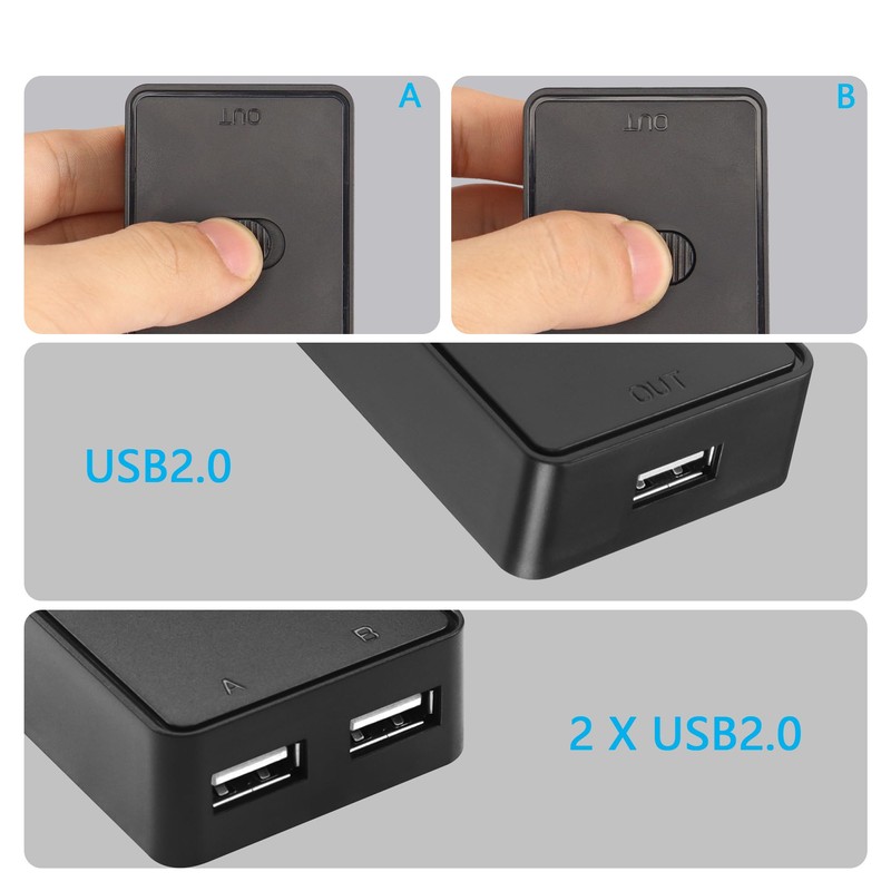CERRXIAN USB 2.0 Switch Adapter, USB KVM Switch Adapter, Bi-Directional