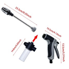 High Pressure Car Wash Water Gun Long Rod Garden Hose Nozzle for Car Cleaning Plant Watering and Lawn Irrigation