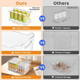 MERATIA Clear Plastic Storage Bins-Pantry Organizers & Storage Containers-Refrigerator Organizer Bins with Handle - Home Organization Must Haves for Kitchen(Clear 6 Pack-Large)