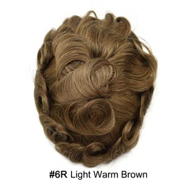 Hair Wonders Hair Piece Toupee for Men 0.06mm Ultra Thin Skin Mens Toupee Real Human Hair Replacement System for Men Invisible Prosthesis 8x10-80% Density 6R#