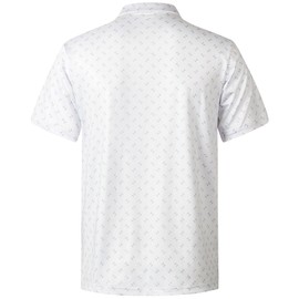 zeetoo Mens Polo Shirts Print Golf Shirts Performance Moisture Wicking Dry Fit Short Sleeve Golf Polo Shirts for Men White-L