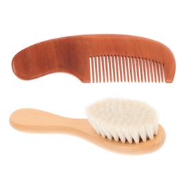 FRCOLOR 2pcs Wooden Hair Comb and Bathing Brush Set Soft Natural Bristles for Newborns Gentle Scalp Grooming for Bath and Hair Care