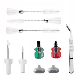10 Pack Sewing Machine Kit,4 Packs Stubby Screwdrivers 3 Packs Double Ended Fluff Cleaning Brush 2 Packs Needle Board Screwdriver and 1 Pack Tweezer for Sewing Machine Repairing and Cleaning