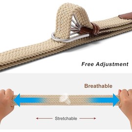 Set of 2 Womens Belt Casual Braided Elastic Fabric Woven Stretch Elasticated Belts