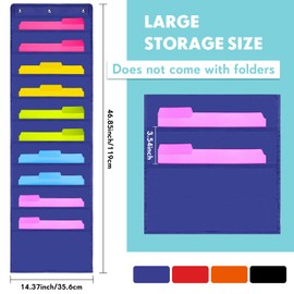 Fuutreo 4 Pack Heavy Duty Storage Pocket Chart with 40 Pockets 12 Overdoor Hangers Hanging Wall File Organizer Magazine Organizer for Classroom School Home Office