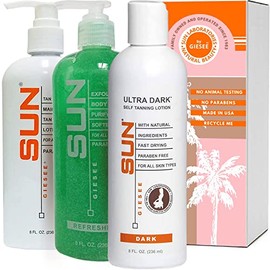 Ultra Dark Lotion Self Tanner Set - Natural Sunless Tanning Lotion, Body and Face for Bronzing and Golden Tan - Very Dark Sunless Bronzer Flawless Fak
