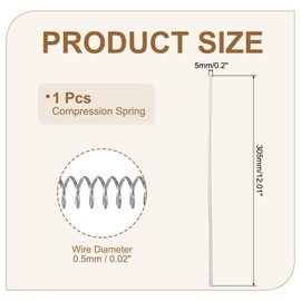 sourcing map Small Compression Spring 5 mm OD 0.5 mm Wire Diameter 305 mm Free Length 304 Stainless Steel Extension Spring for Shop Home Repairs DIY Projects (Silver Tone, Pack of 1)