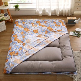 YUDACHU Cotton Cover for Traditional Japanese Floor Futon Mattress, Twin Size Washable Zipper Tatami Mattress Cover, Soft Skin-Friendly Futon Covers for Cleaning Replacement (M, Twin)