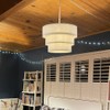 XININSUN 3-Tier Drum Linen Plug in Pendant Light with15ft Hemp