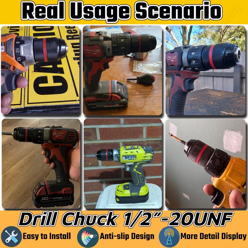 Keyless Hand Power Drill Chuck 1/2”-20UNF Mount, 2~13mm Self-tighten Drill