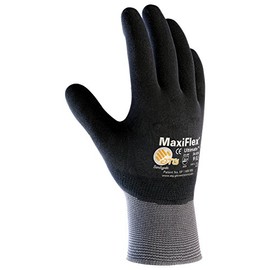 PIP Small MaxiFlex Ultimate by ATG Black Nitrile Full Coated Work Gloves With Nylon And Lycra Liner And Continuous Knit Wrist