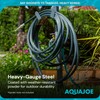 Aqua Joe Steel Garden Hose Stand with Brass Faucet and