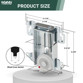 Wynn Hardware Steel-Framed Mirror Bottom Closet Door Roller Assembly Convex 1-7/16" Wheels | Roller Replacement for Closet Mirror Wardrobe Doors | Nylon Flat Roller Wheels (4 Pack)