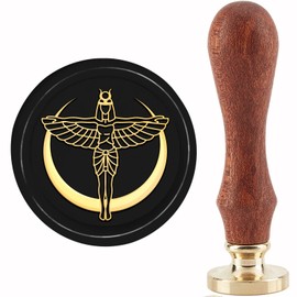 CRASPIRE Isis Wax Seal Stamp Goddess Egyptian Sealing Stamp Copper Seals Retro Removable Brass Stamp Head with Wooden Handle for Mother's Day Thanksgiving Wedding Envelope Cards Decoration