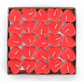 Itian 50 Pcs Love Heart Shape Tealights Love Candles Bulk Floating Smokeless Scented Romantic Candles Valentines Mothers Day Christmas Wedding Birthday Party Decoration (Red)