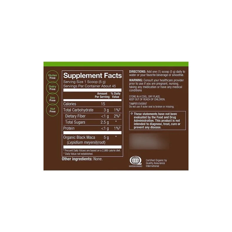Polvo Maca Negra Orgánico 8 Oz Plnt 45 Porciones