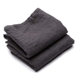 LinenMe Hand Towels Washed Waffle Set of 2 Grey, 50 x 70 cm, Made in Europe, Bath Sheet, European Linen, Machine Washable, Super Absorbent, 100%